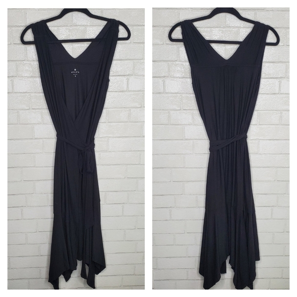 Athleta Dresses & Skirts - Athleta Black Jersey Knit Wrap Maxi Dress
